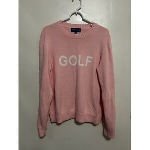 Renwick Golf Pink 100% Cotton Crew Neck Intarsia Knit Sweater Womens XL